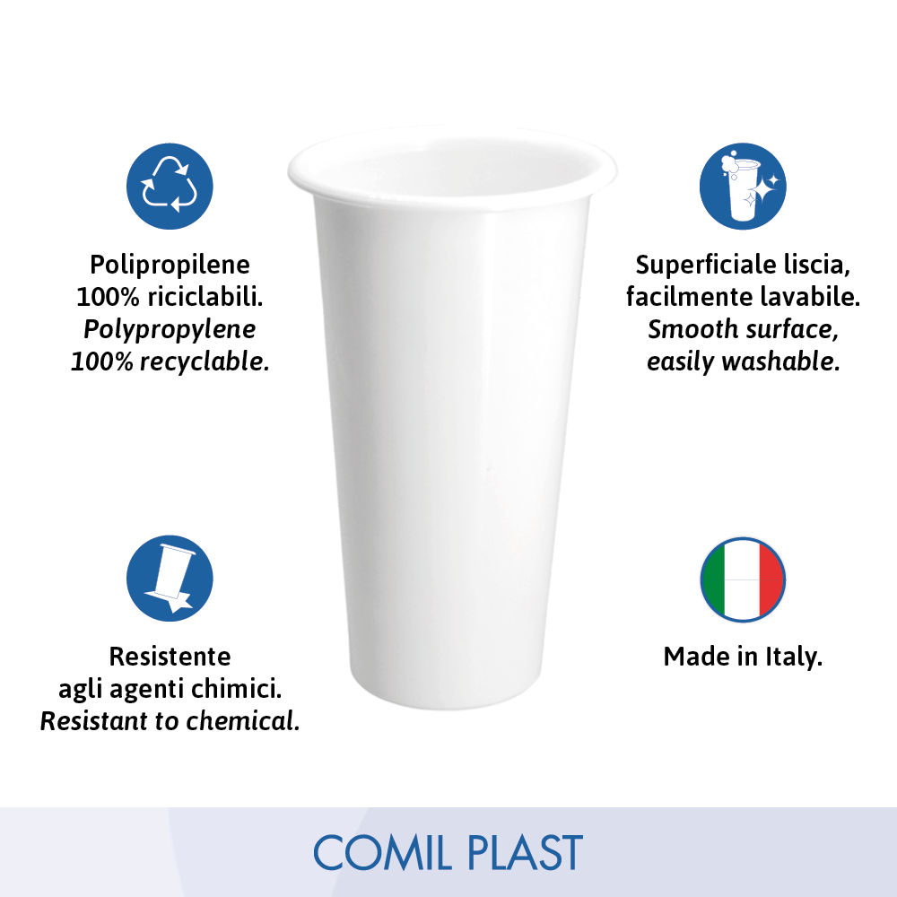ricambio in plastica Comil Plast per vasi cimiteriali loculi in marmo colore bianco Made in Italy bordo arrotondato