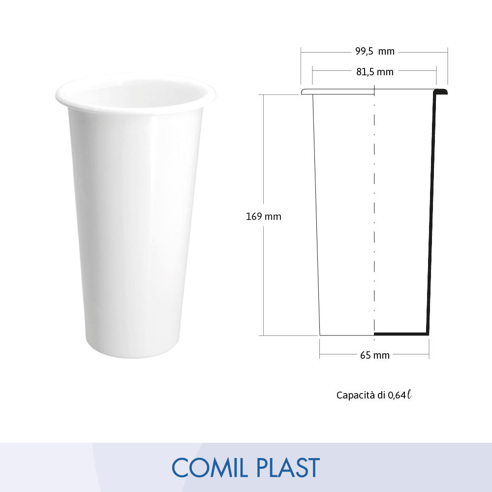 ricambio in plastica Comil Plast per vasi cimiteriali marmo loculi colore bianco Made in Italy disegno dimensioni
